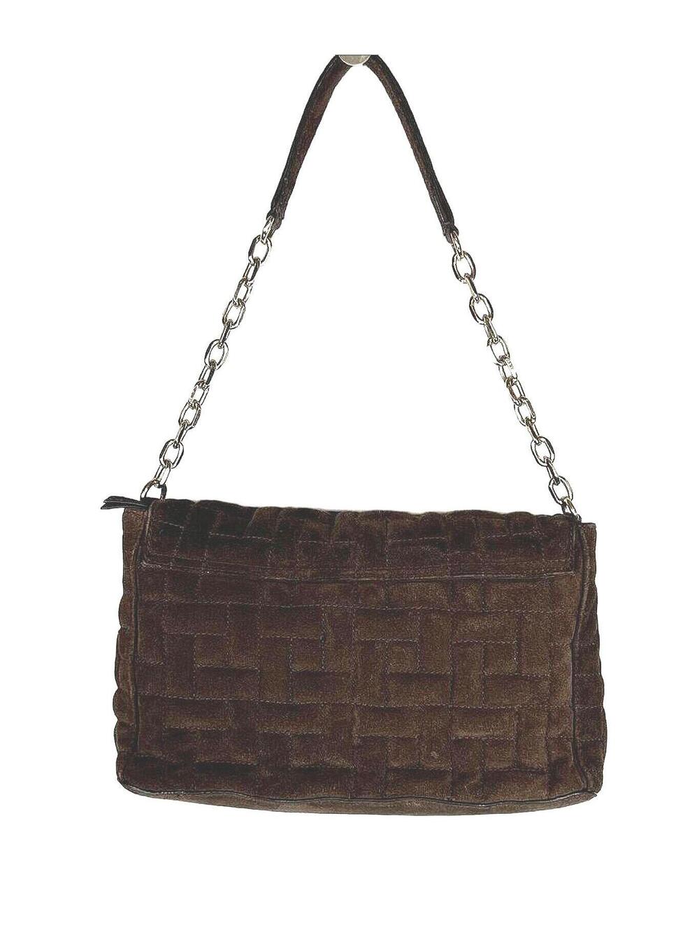 Zara Quilted Brown Suede Leather Chain Flap Shoulder Bag Whimsigoth Academic - Picture 2 of 9